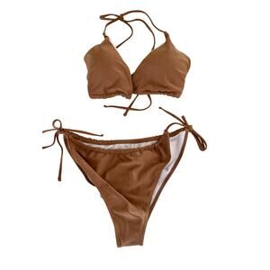 Shein Women's Brown String Bikini Swimsuit - Size 4XL